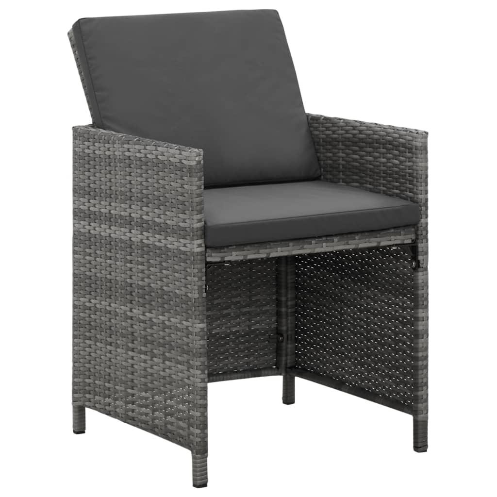 5 Piece Garden Dining Set with Cushions Poly Rattan Grey