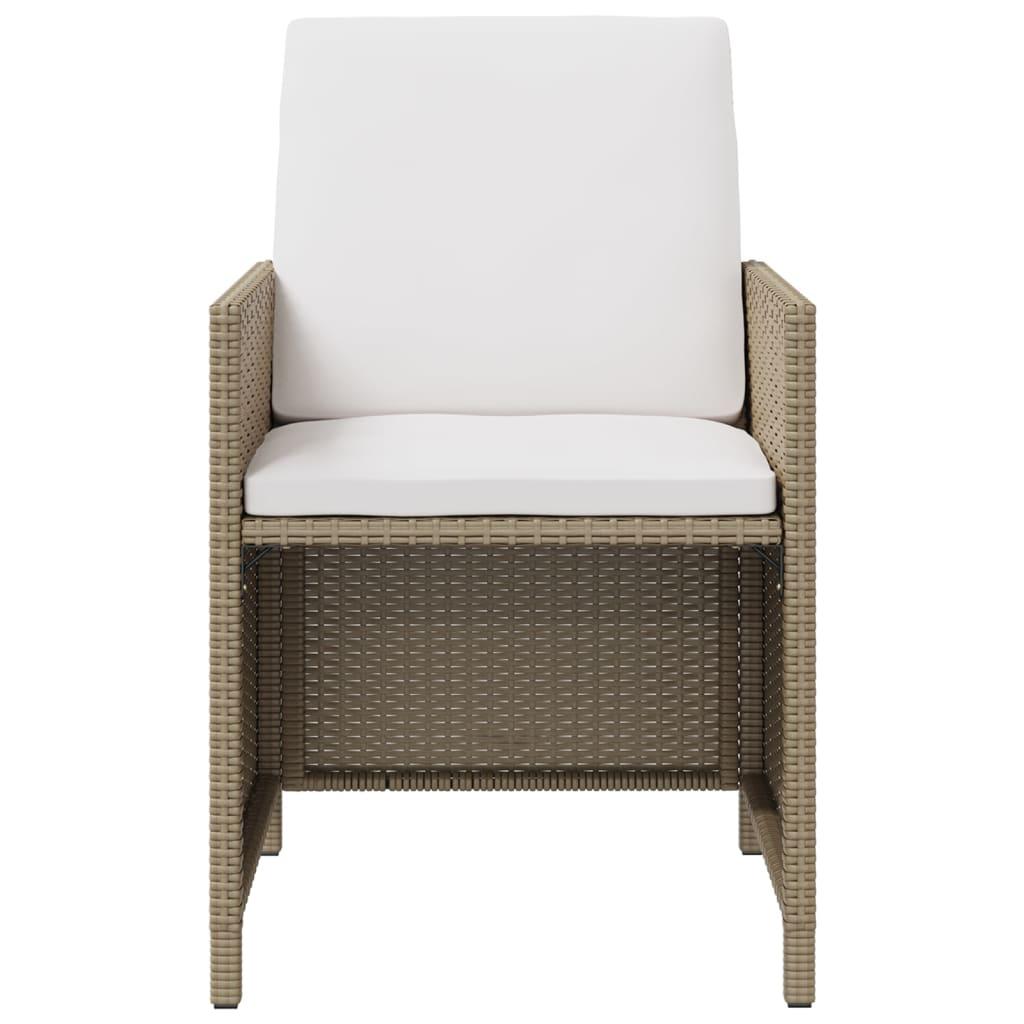 5 Piece Garden Dining Set with Cushions Poly Rattan Beige
