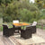 5 Piece Garden Dining Set with Cushions Poly Rattan Black