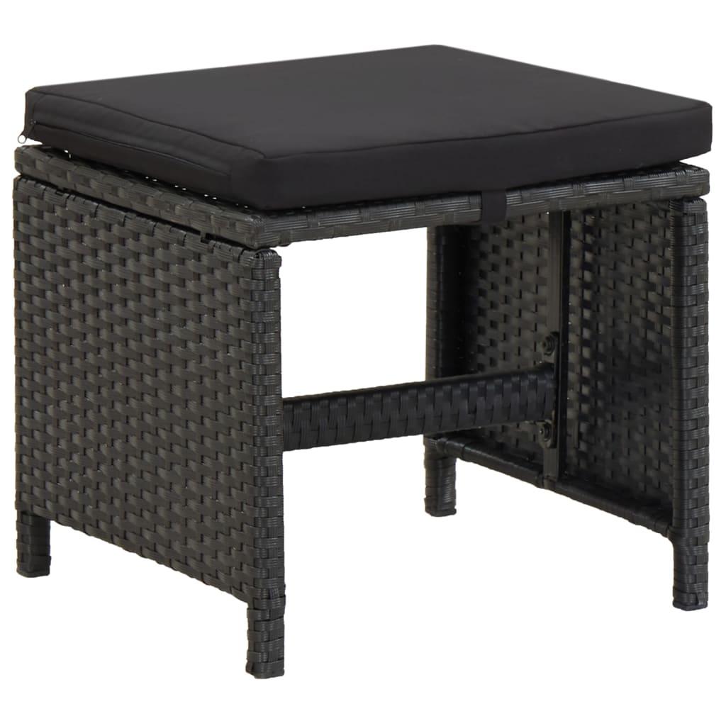9 Piece Garden Dining Set with Cushions Poly Rattan Black