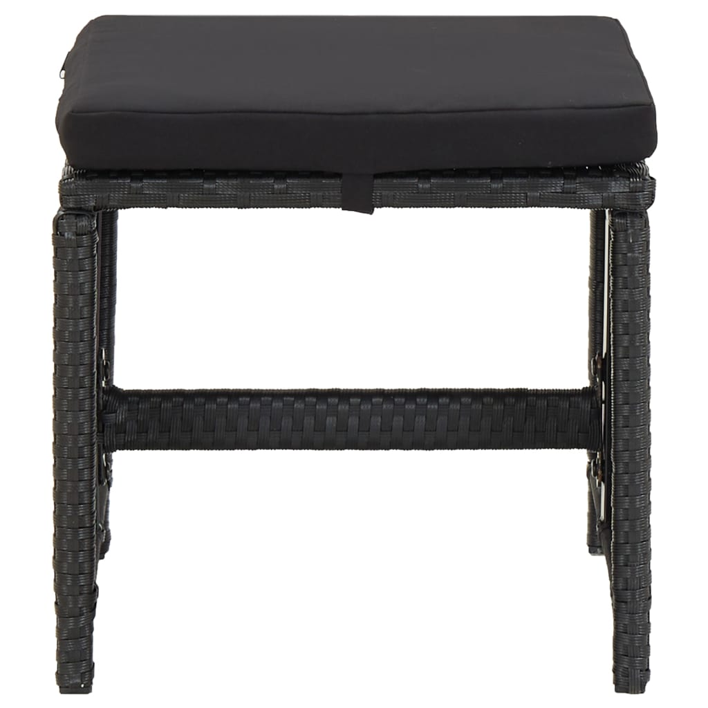 9 Piece Garden Dining Set with Cushions Poly Rattan Black