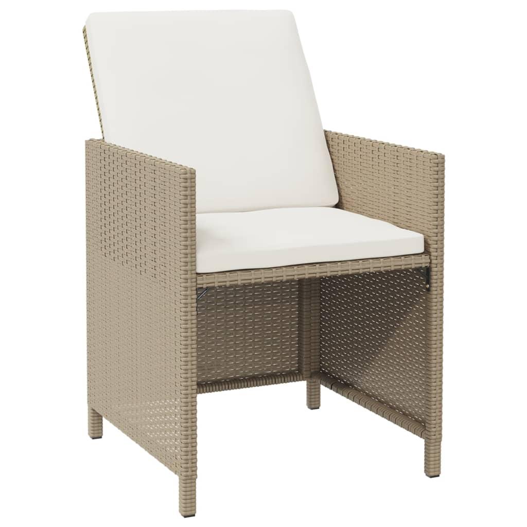 9 Piece Garden Dining Set with Cushions Poly Rattan Beige