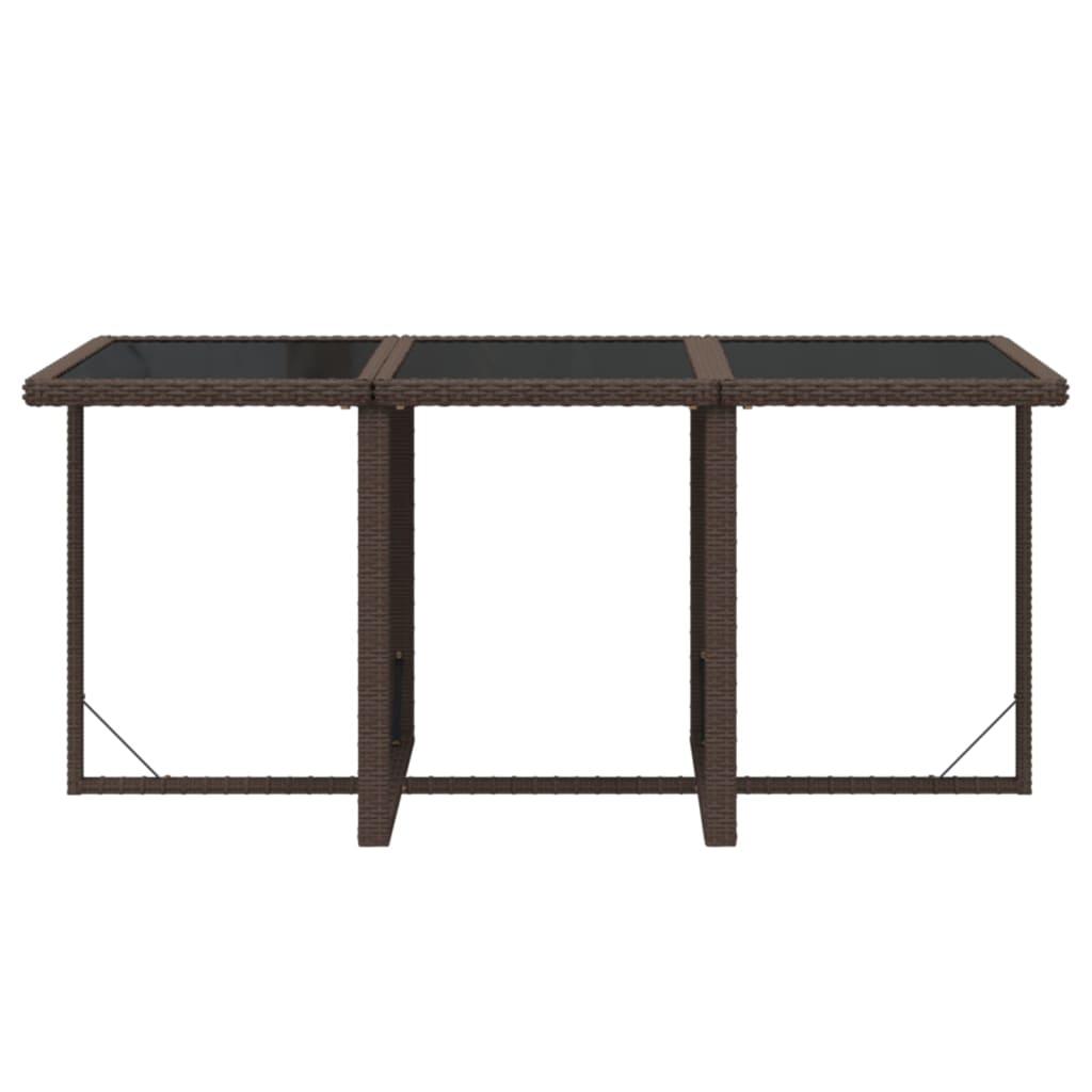 7 Piece Garden Dining Set with Cushions Poly Rattan Brown