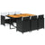 7 Piece Garden Dining Set with Cushions Poly Rattan Black