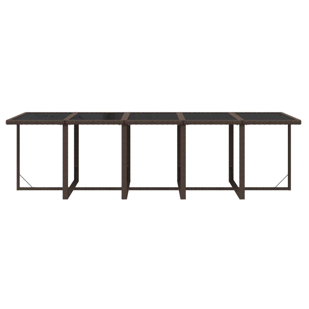 11 Piece Garden Dining Set with Cushions Poly Rattan Brown