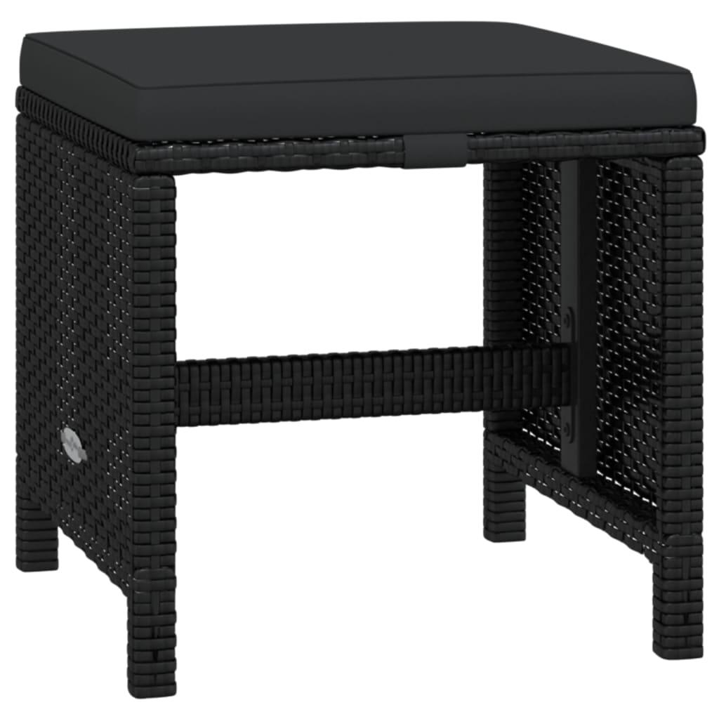 21 Piece Garden Dining Set with Cushions Black Poly Rattan