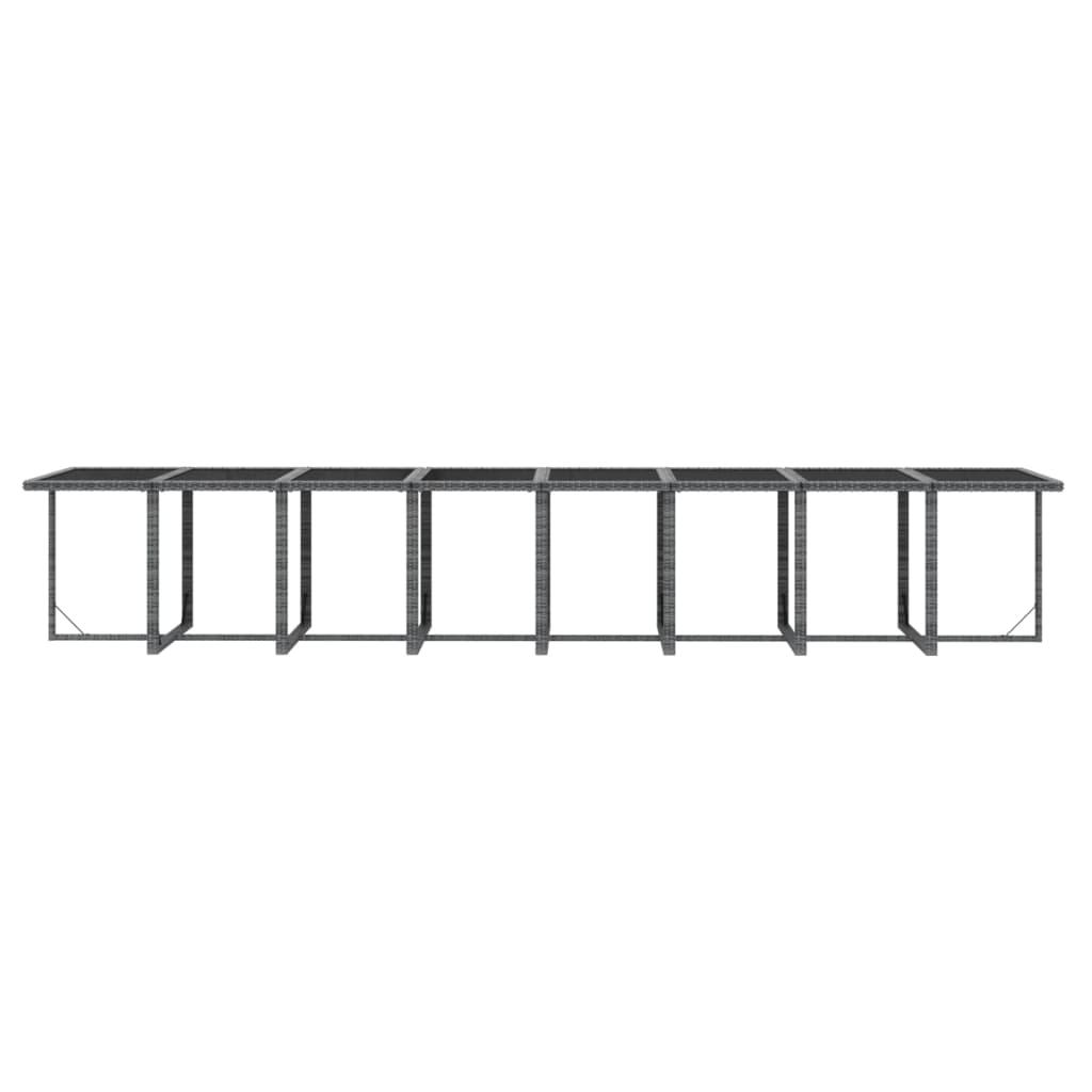 17 Piece Garden Dining Set with Cushions Grey Poly Rattan