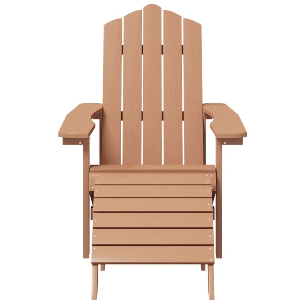 Garden Adirondack Chairs with Footstool & Table HDPE Brown