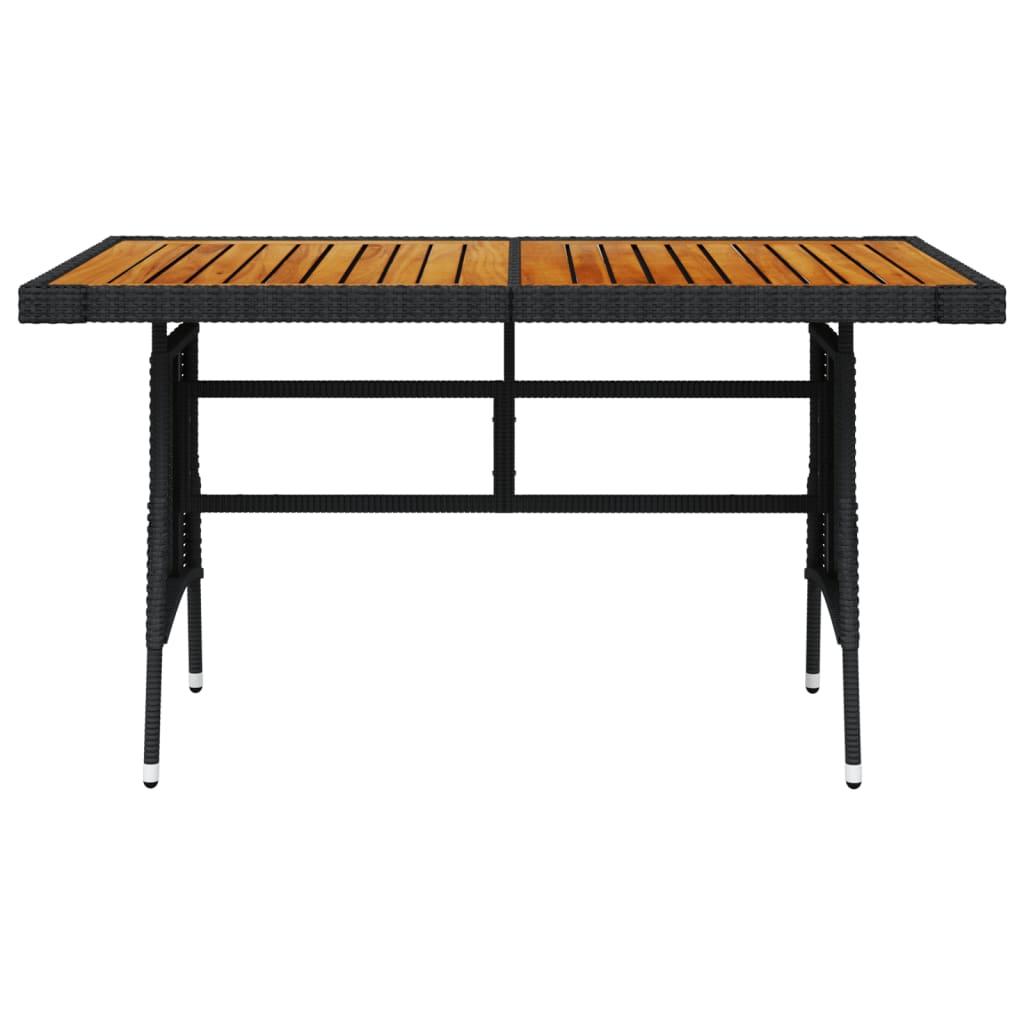 Garden Table Black 130x70x72 cm Poly Rattan & Solid Acacia Wood