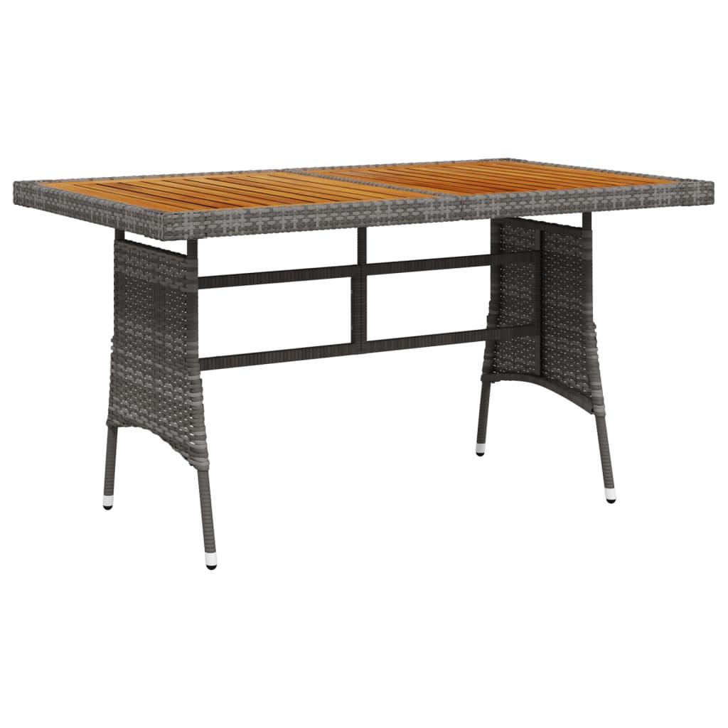 Garden Table Grey 130x70x72 cm Poly Rattan &amp; Solid Acacia Wood
