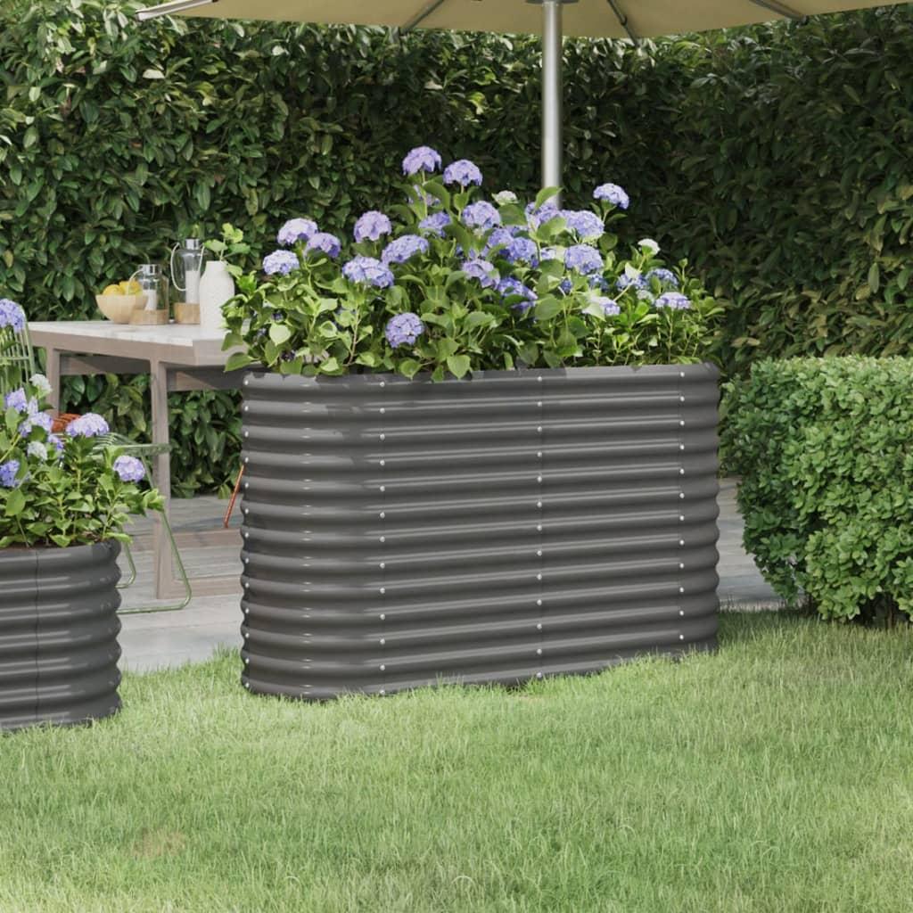 Garden Raised Bed Galvanised Steel 114x40x68 cm Grey