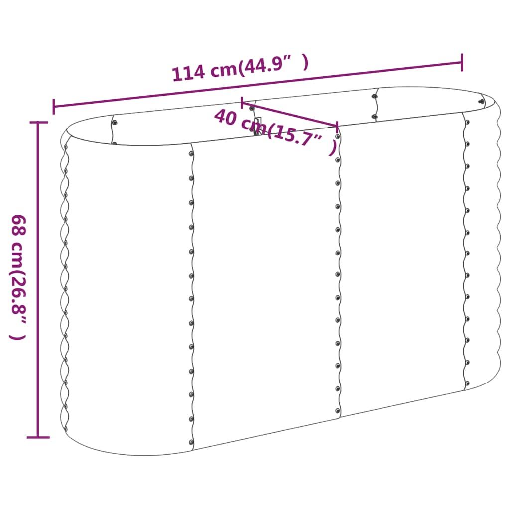 Garden Raised Bed Powder-Coated Steel 114x40x68 cm Silver