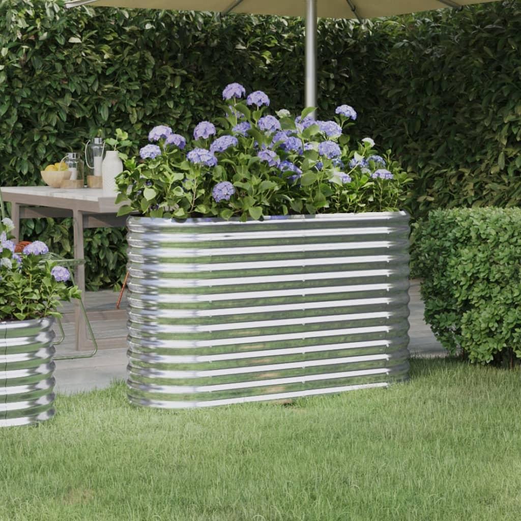 Garden Raised Bed Powder-Coated Steel 114x40x68 cm Silver