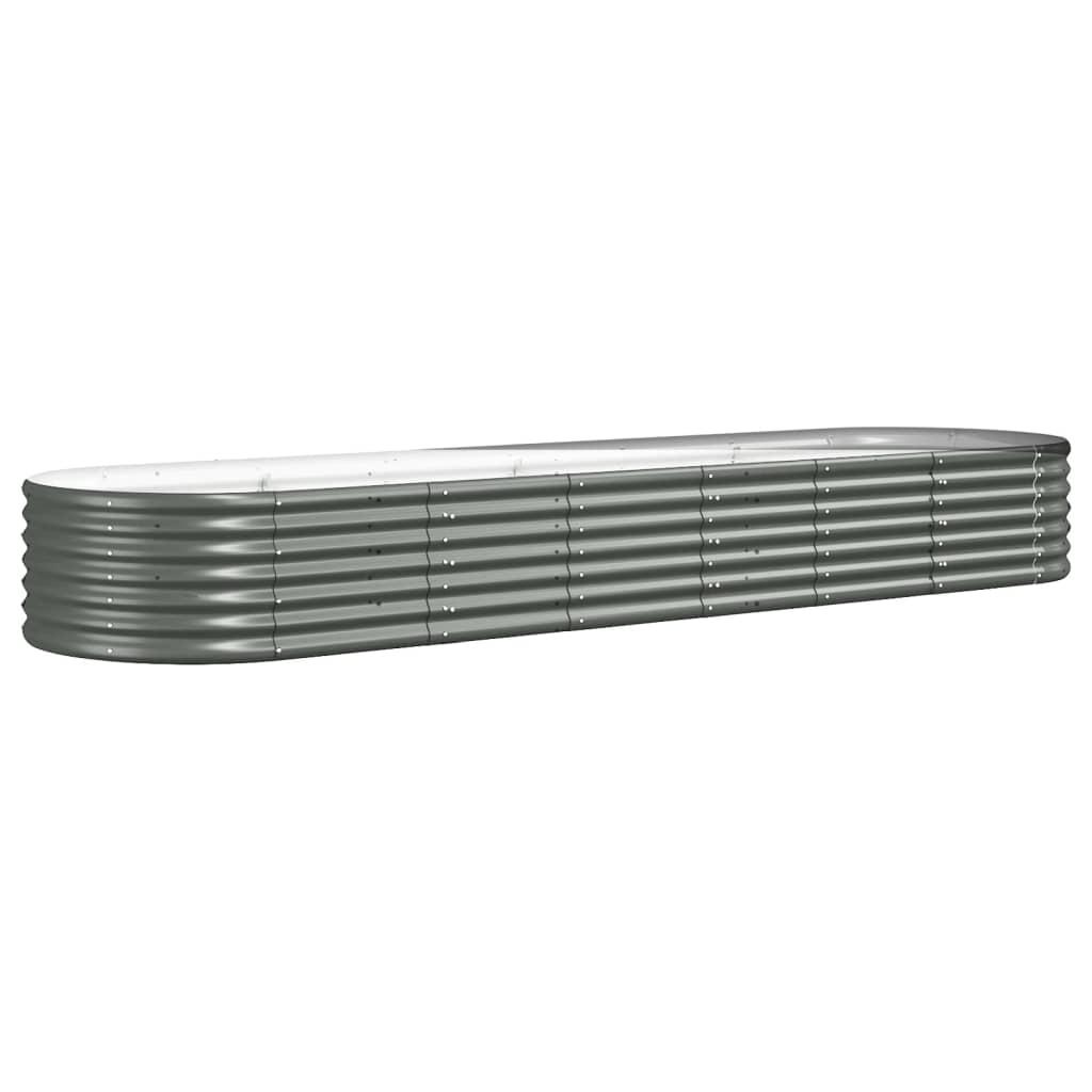 Garden Raised Bed Galvanised Steel 296x80x36 cm Grey