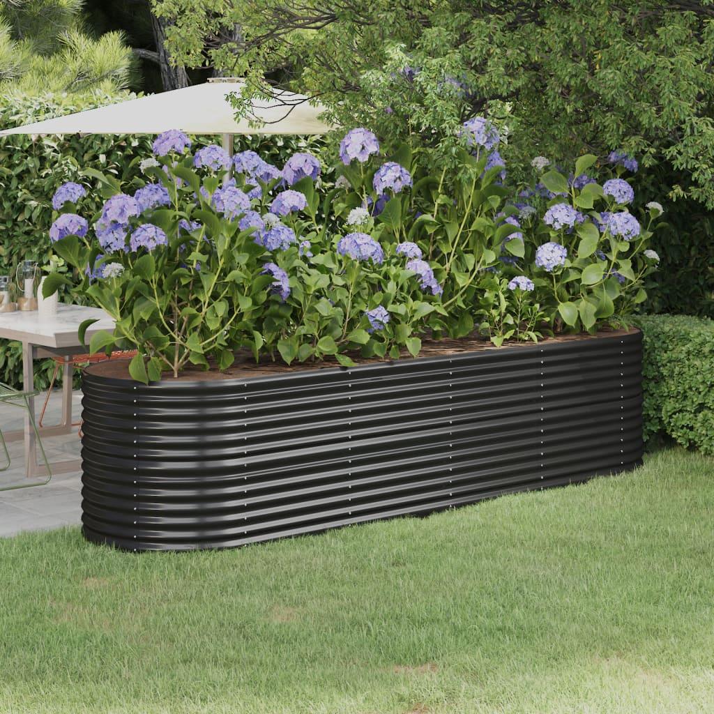 Garden Raised Bed Powder-Coated Steel 296x80x68 cm Anthracite