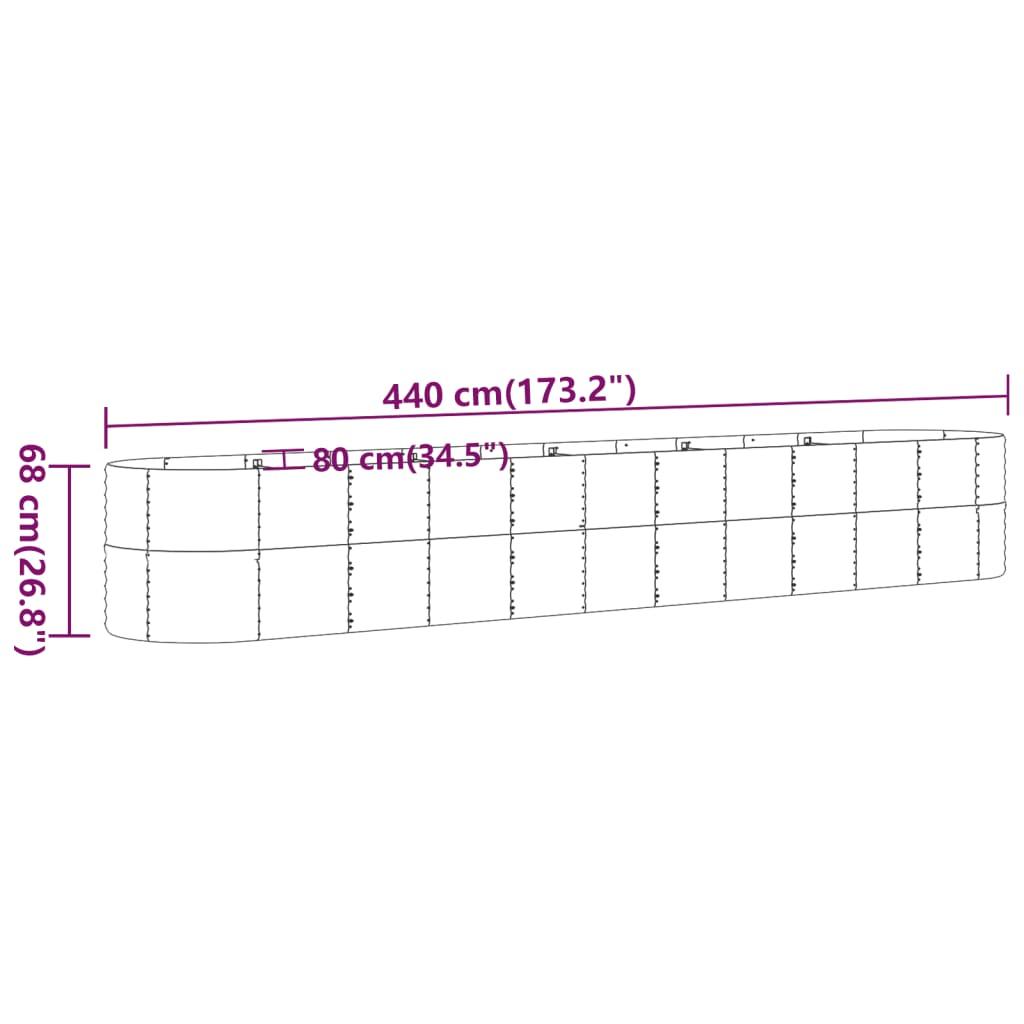 Garden Raised Bed Powder-Coated Steel 440x80x68 cm Grey