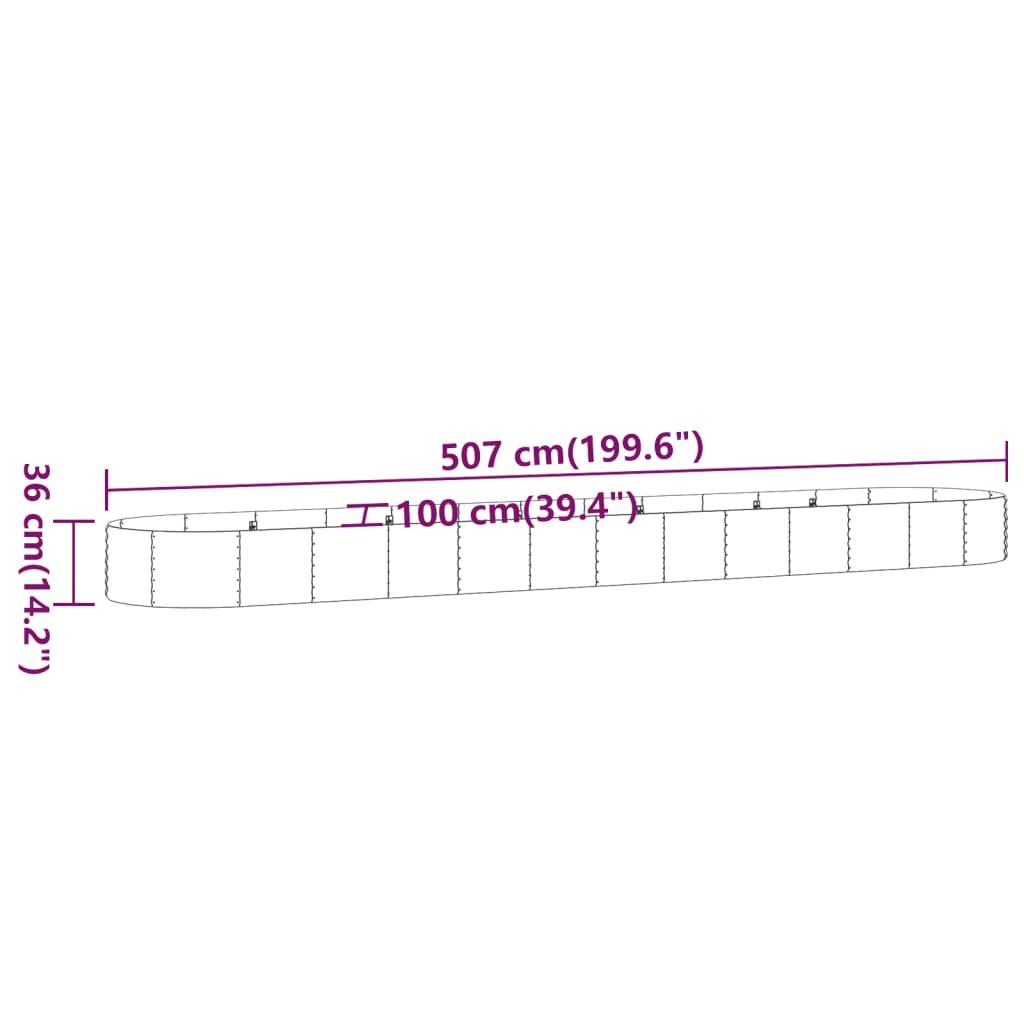 Garden Raised Bed Powder-Coated Steel 507x100x36 cm Grey