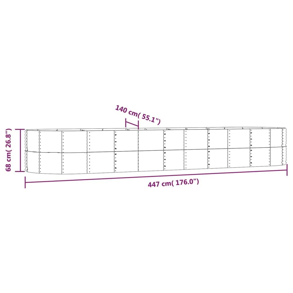 Garden Raised Bed Grey 447x140x68 cm Galvanised Steel