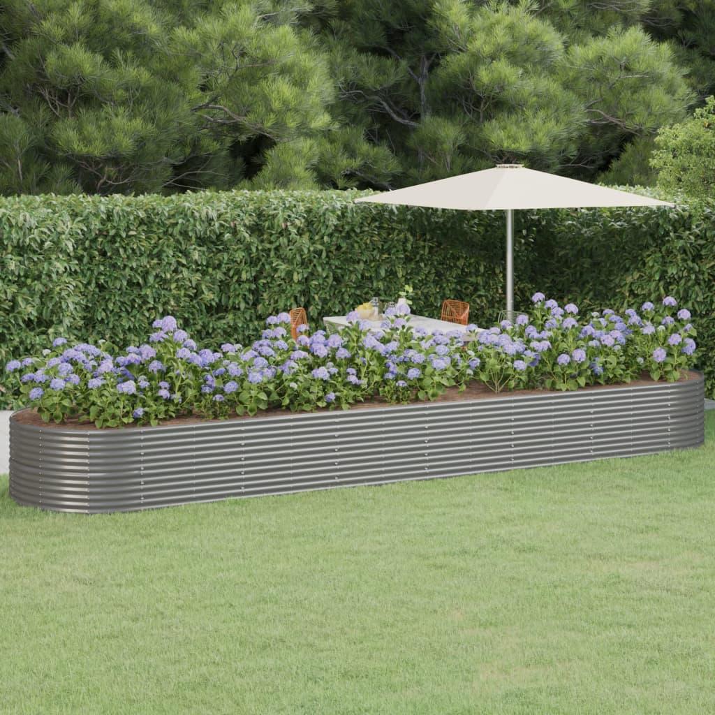 Garden Raised Bed Powder-Coated Steel 584x140x68 cm Grey