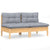 2-Seater Garden Sofa with Grey Cushions Solid Wood Pine