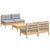 5 Piece Garden Lounge Set with Grey Cushions Pinewood