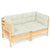 2-Seater Garden Sofa with Cream Cushions Solid Wood Pine