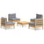 5 Piece Garden Lounge Set with Grey Cushions Pinewood