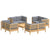 9 Piece Garden Lounge Set with Grey Cushions Pinewood