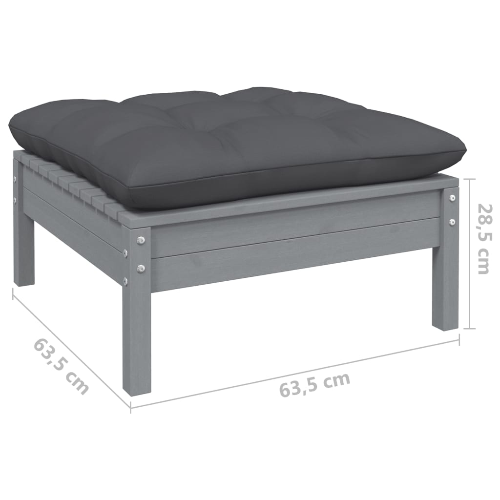 9 Piece Garden Lounge Set with Anthracite Cushions Pinewood