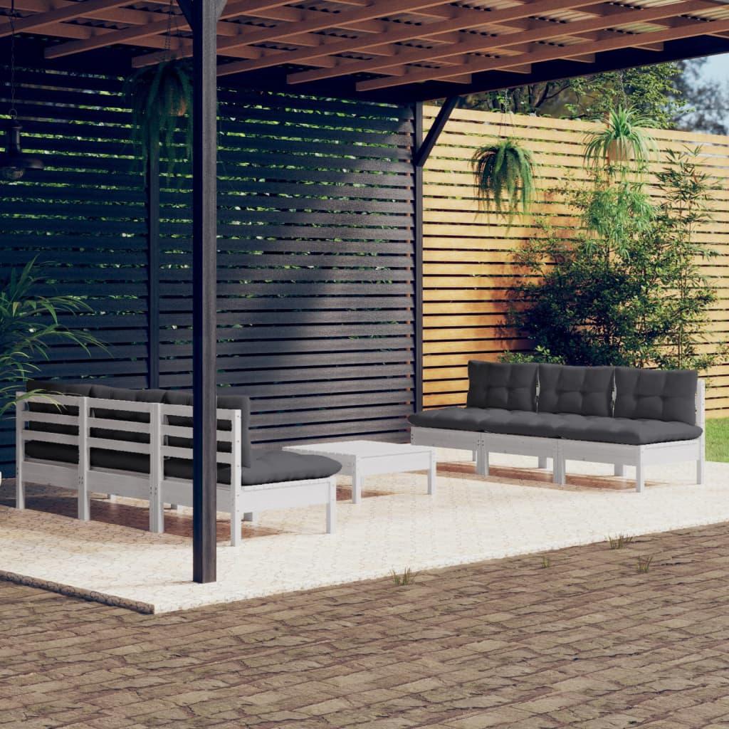 7 Piece Garden Lounge Set with Anthracite Cushions Pinewood