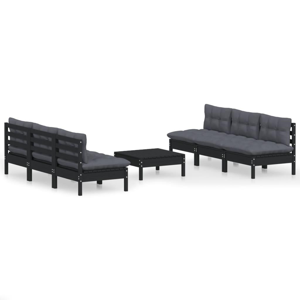 7 Piece Garden Lounge Set with Anthracite Cushions Pinewood