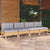 4-Seater Garden Sofa with Grey Cushions Solid Pinewood