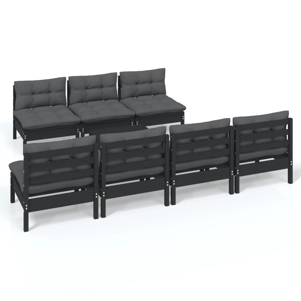 8 Piece Garden Lounge Set with Anthracite Cushions Pinewood