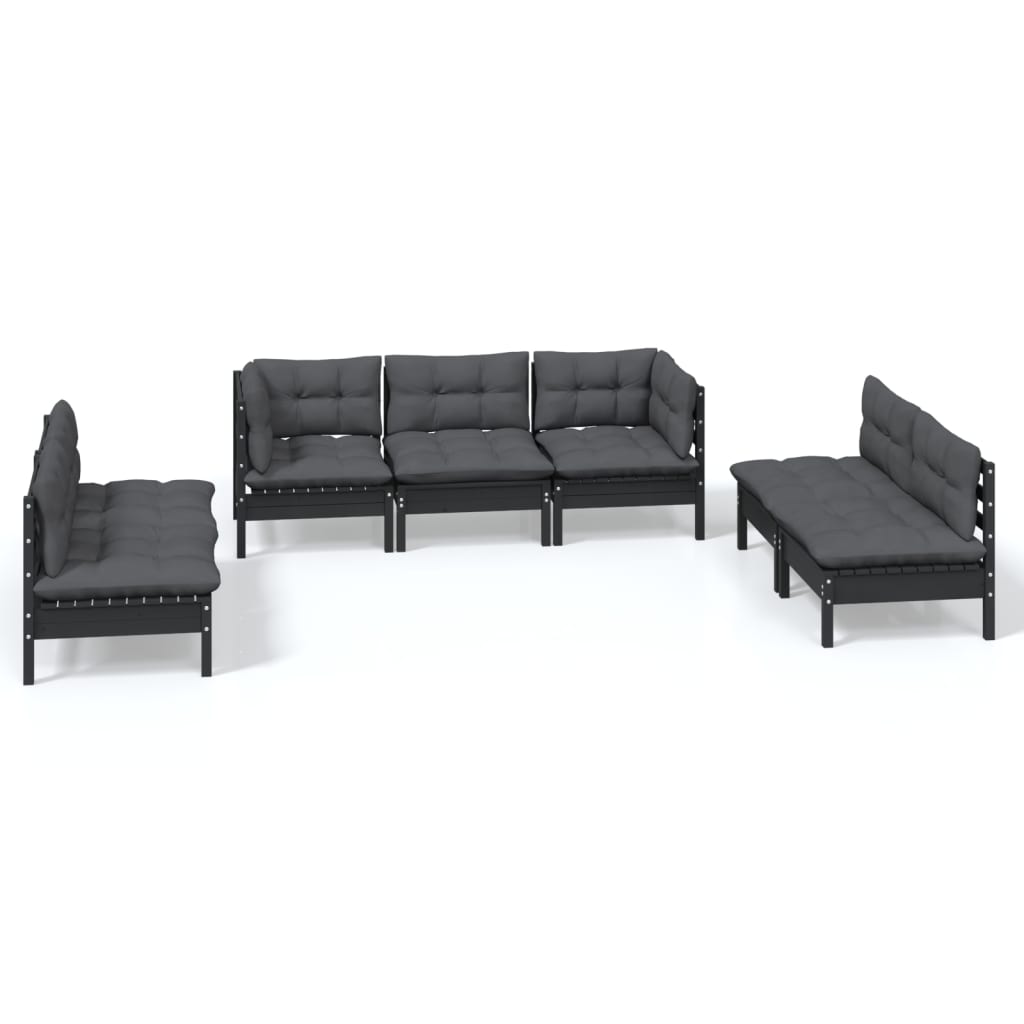 7 Piece Garden Lounge Set with Cushions Solid Pinewood