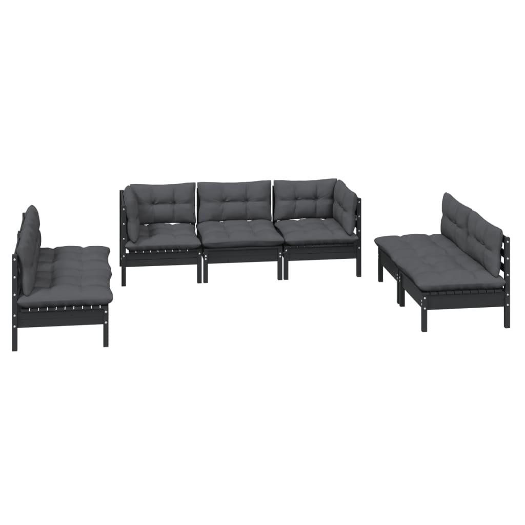 7 Piece Garden Lounge Set with Cushions Solid Pinewood