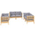 6 Piece Garden Lounge Set with Grey Cushions Solid Pinewood