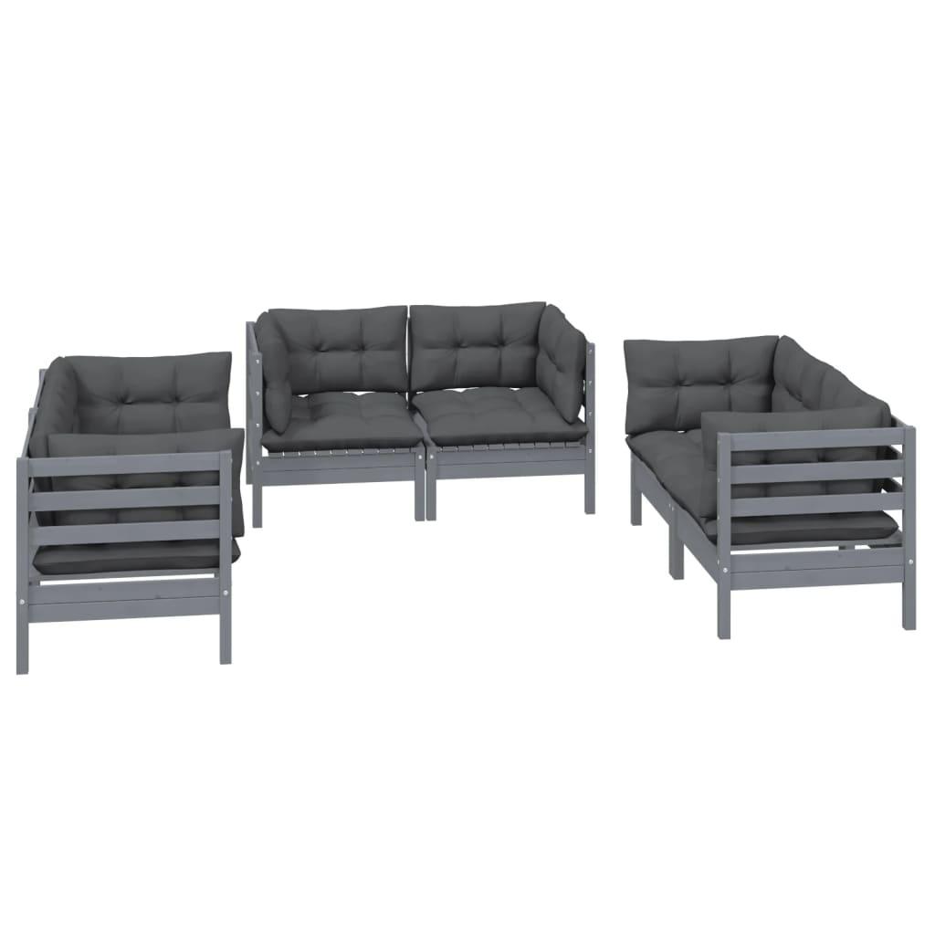 6 Piece Garden Lounge Set with Cushions Solid Pinewood