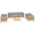 8 Piece Garden Lounge Set with Grey Cushions Solid Pinewood