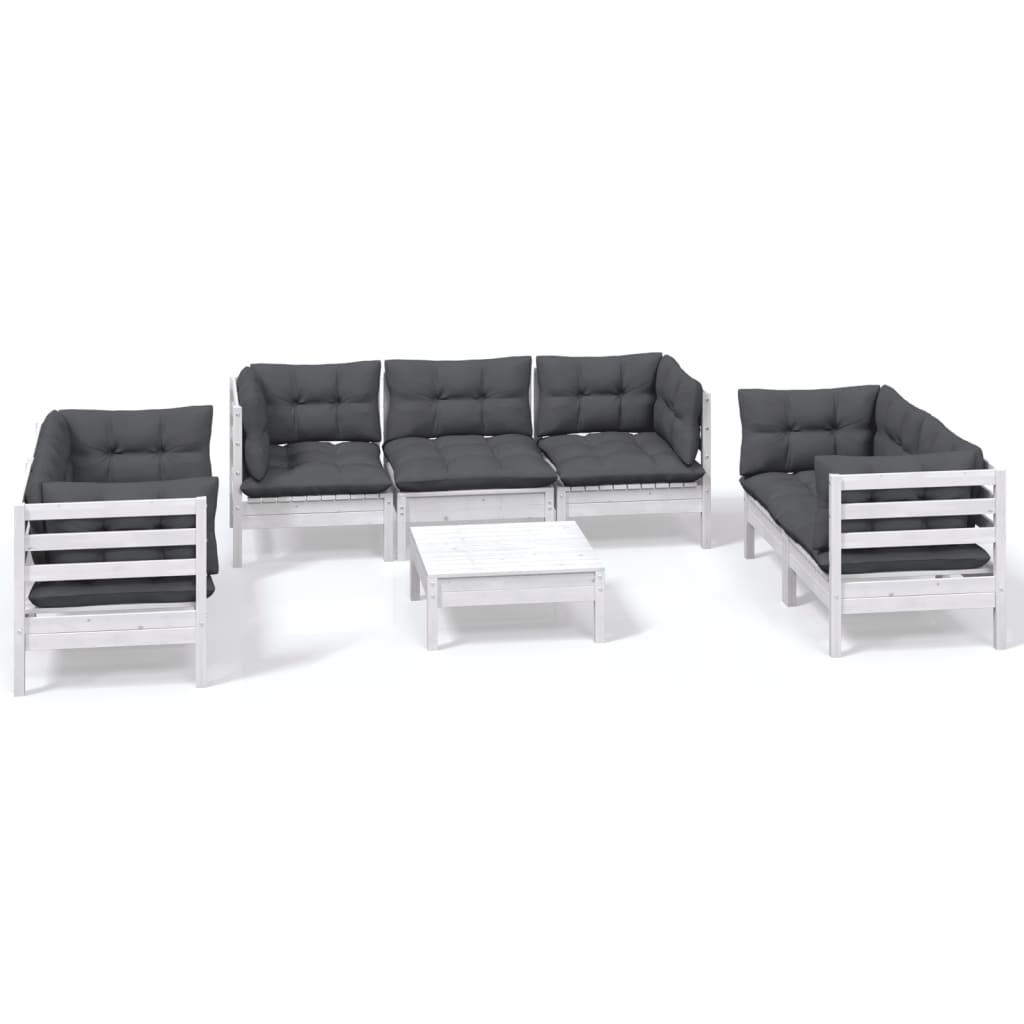 8 Piece Garden Lounge Set with Cushions Solid Pinewood