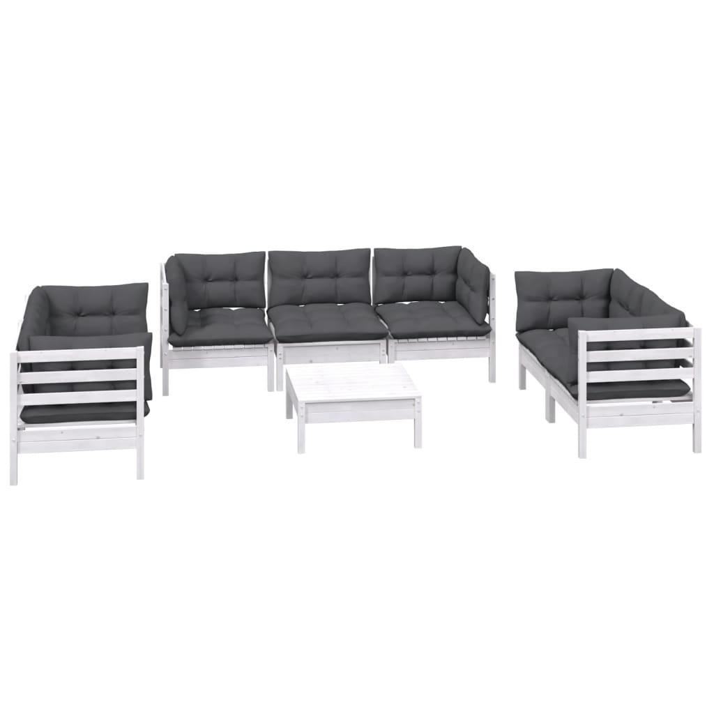 8 Piece Garden Lounge Set with Cushions Solid Pinewood