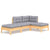 4 Piece Garden Lounge Set with Grey Cushions Solid Pinewood