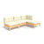 4 Piece Garden Lounge Set with Cream Cushions Pinewood
