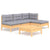 5 Piece Garden Lounge Set with Grey Cushions Pinewood
