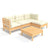 5 Piece Garden Lounge Set with Cream Cushions Pinewood