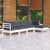 5 Piece Garden Lounge Set with Cushions White Pinewood
