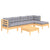 6 Piece Garden Lounge Set with Grey Cushions Pinewood