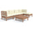 6 Piece Garden Lounge Set with Cushions Honey Brown Pinewood