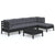 6 Piece Garden Lounge Set with Cushions Black Pinewood