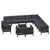 14 Piece Garden Lounge Set with Cushions Black Solid Pinewood