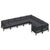 9 Piece Garden Lounge Set with Cushions Black Pinewood